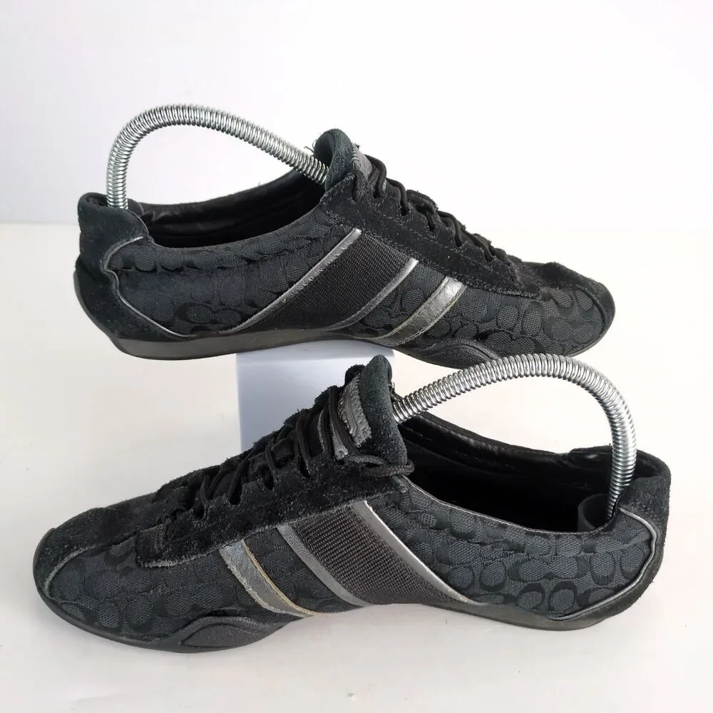 Coach Remonna Women's 8 Sneakers Driving Shoes Signature Jacquard & Black Suede - Picture 8 of 11